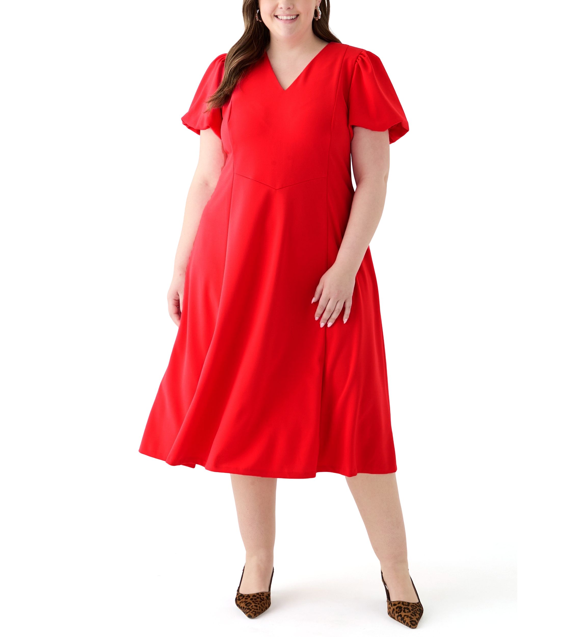 Plus Size Scuba Crepe Fit and Flare Dress