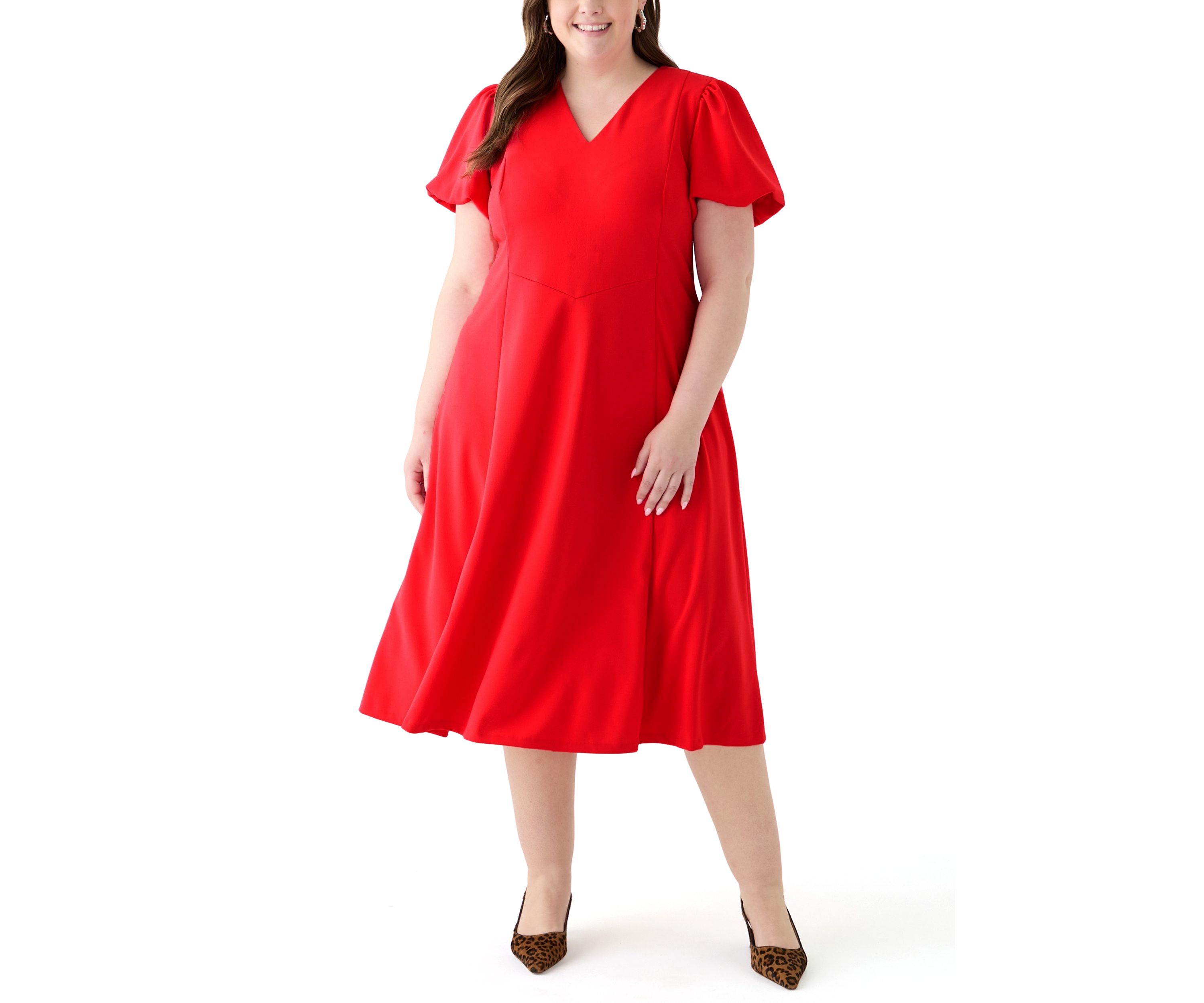 Plus Size Scuba Crepe Fit and Flare Dress