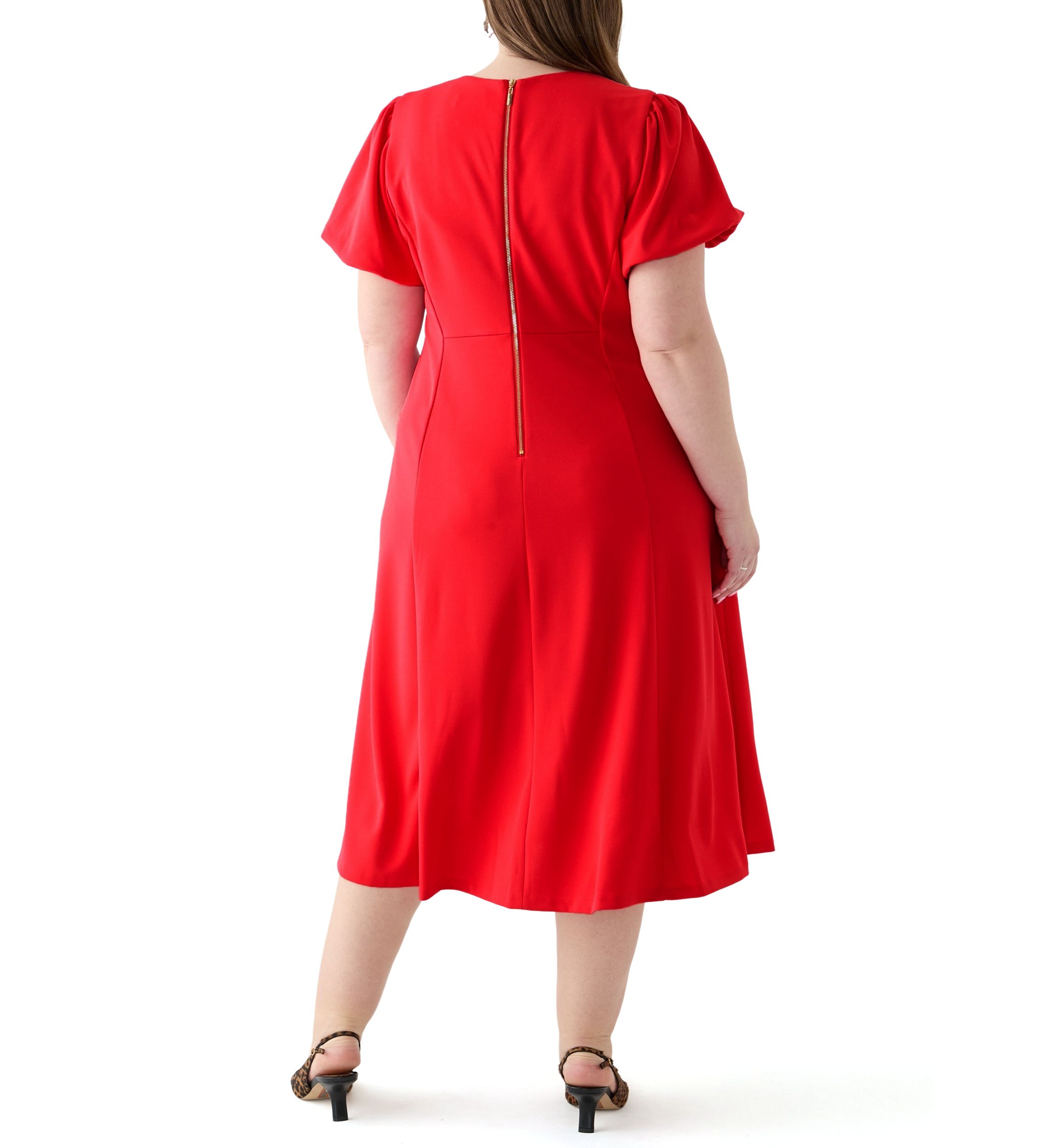 Plus Size Scuba Crepe Fit and Flare Dress