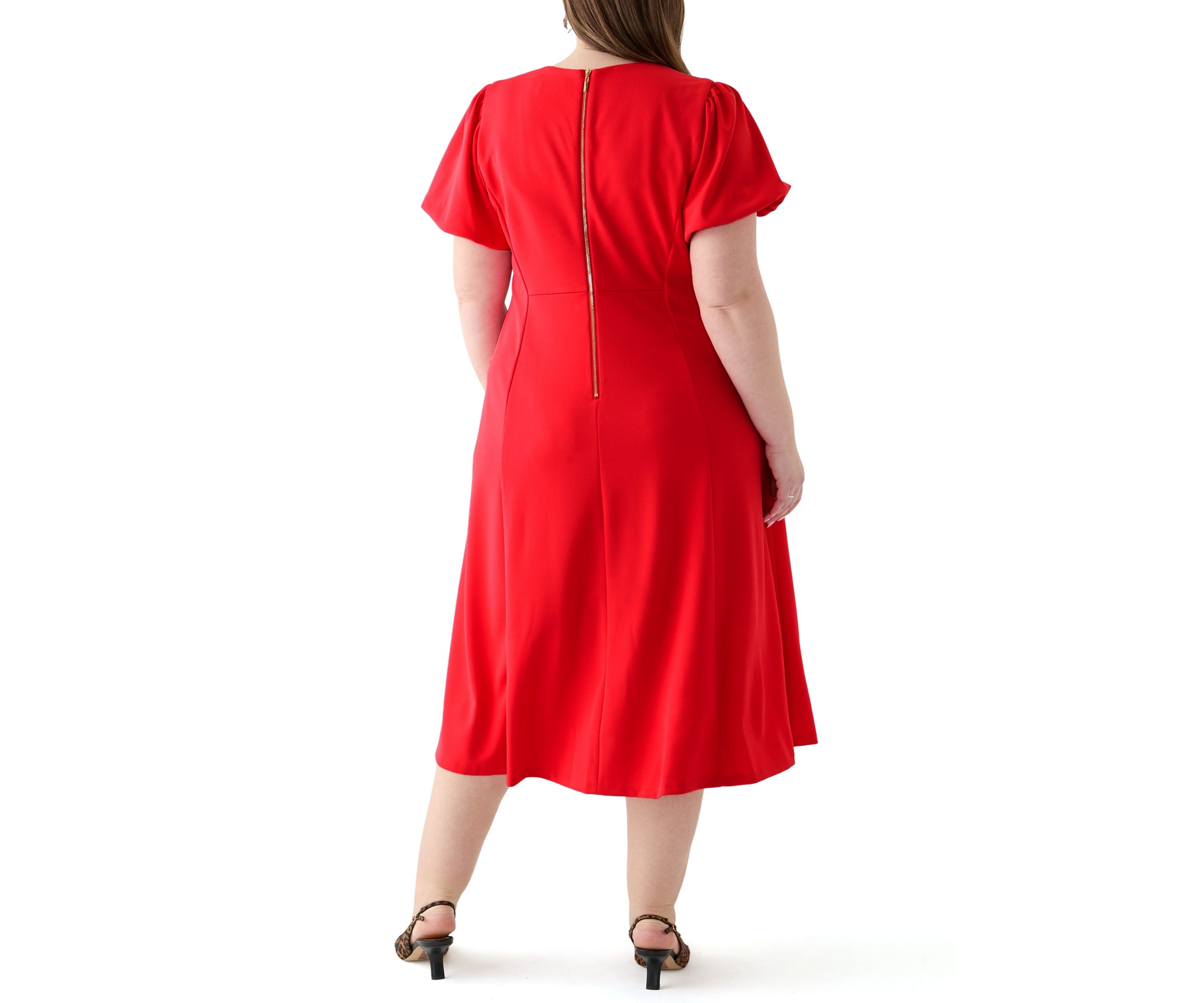 Plus Size Scuba Crepe Fit and Flare Dress