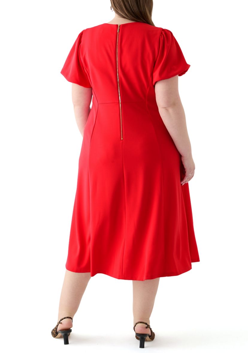 Plus Size Scuba Crepe Fit and Flare Dress