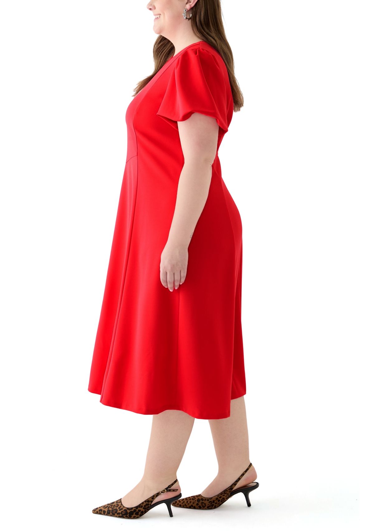 Plus Size Scuba Crepe Fit and Flare Dress
