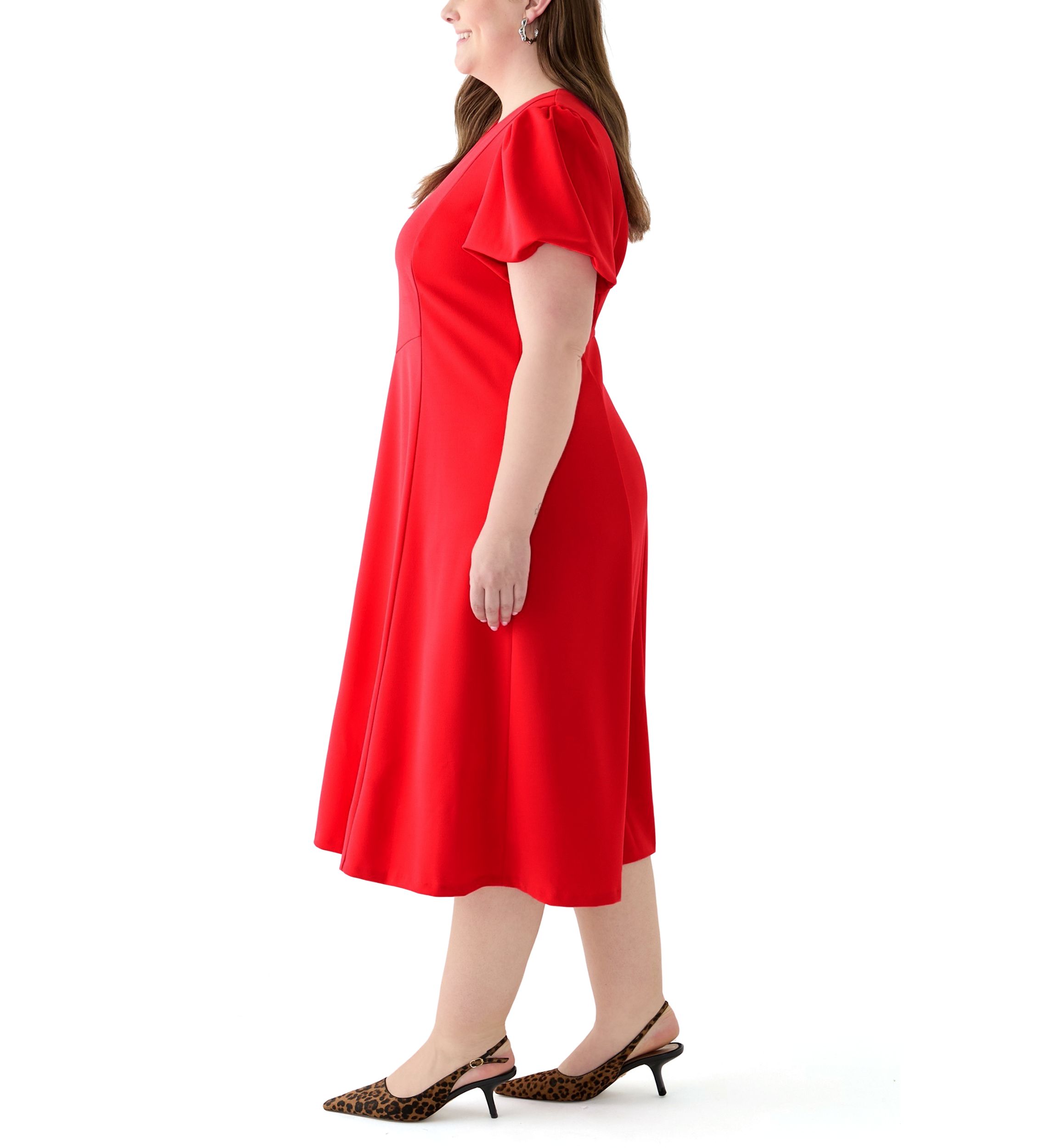 Plus Size Scuba Crepe Fit and Flare Dress