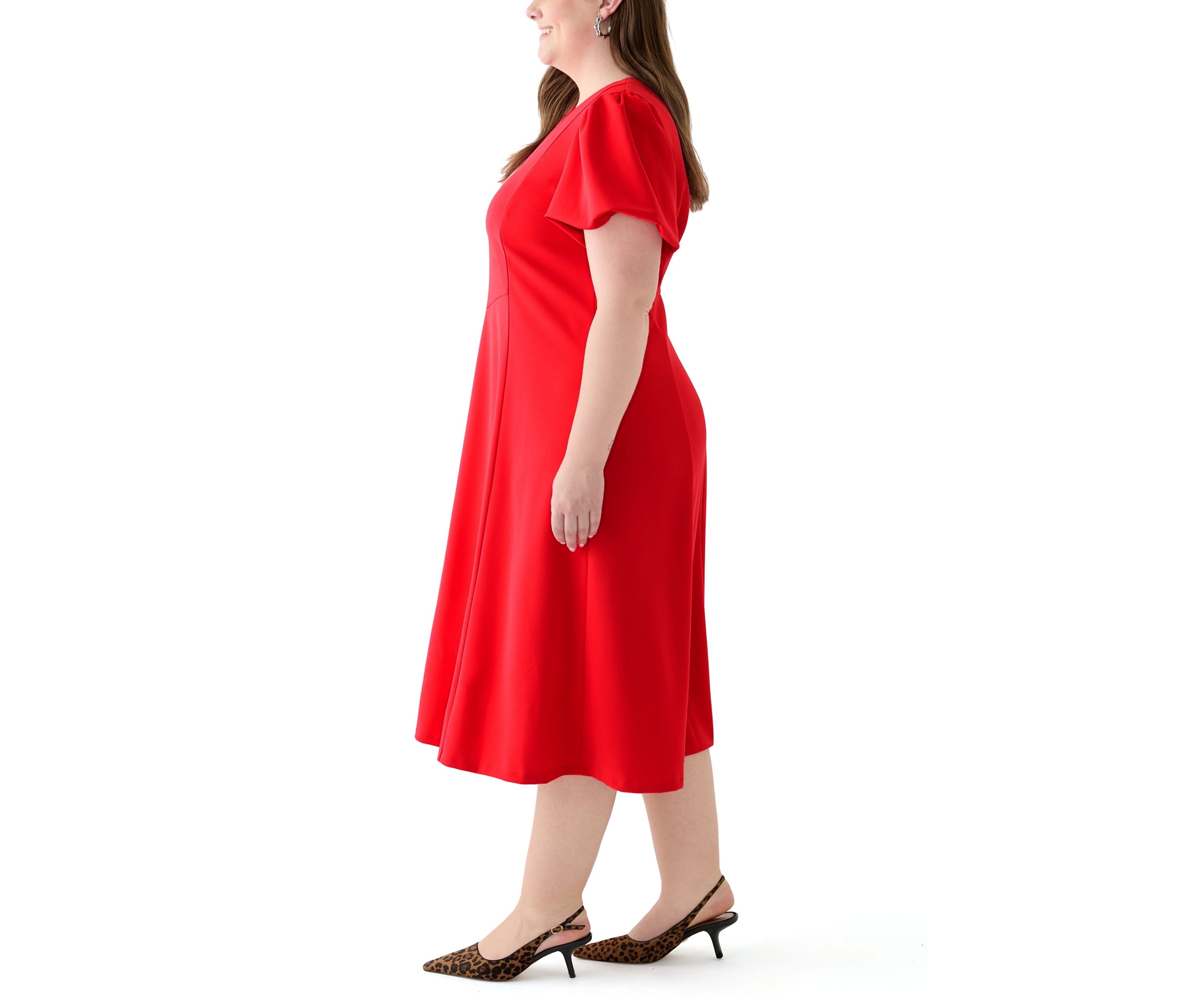 Plus Size Scuba Crepe Fit and Flare Dress