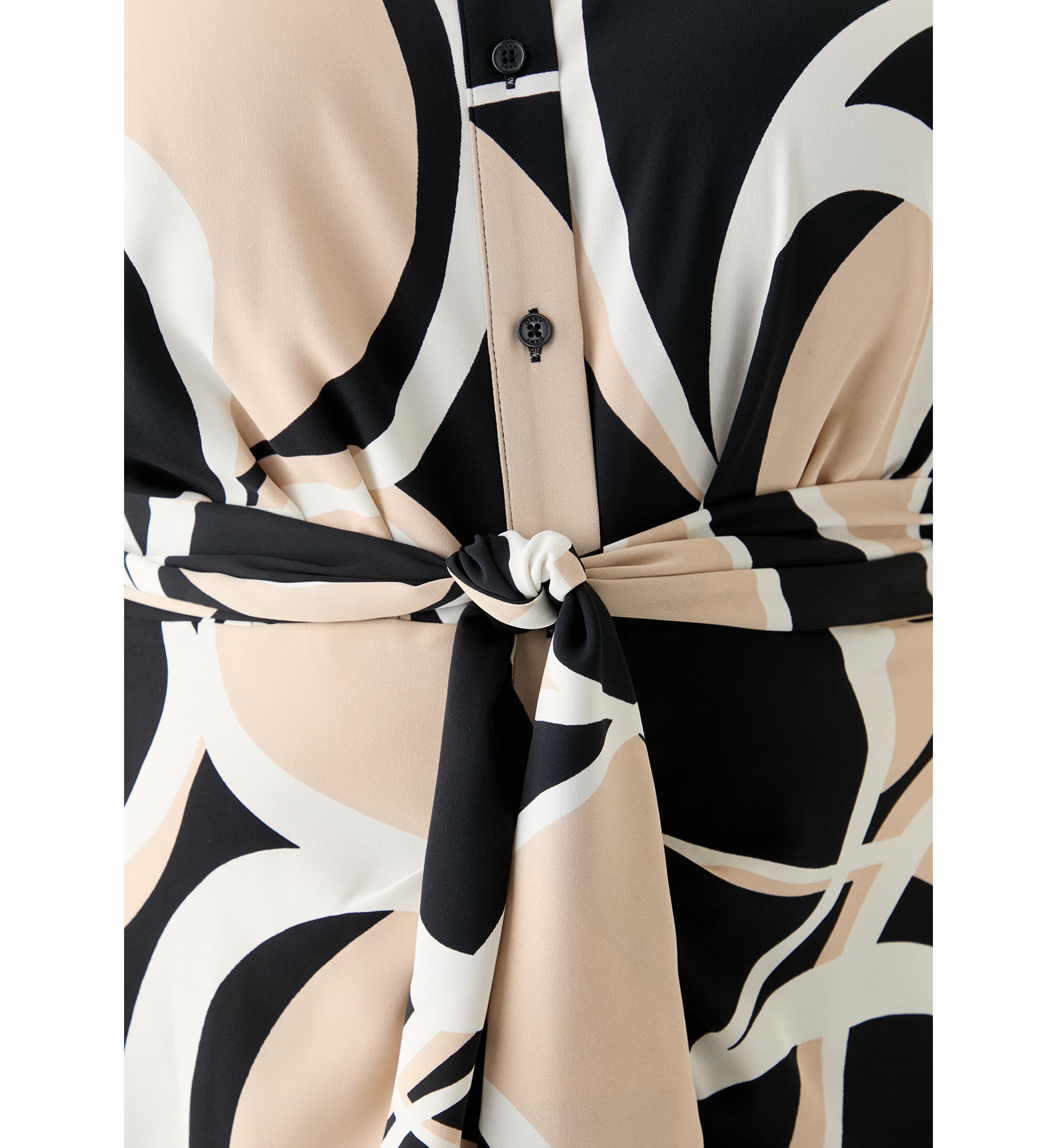 Plus Size Abstract Printed Belted Tie Waist Midi Dress