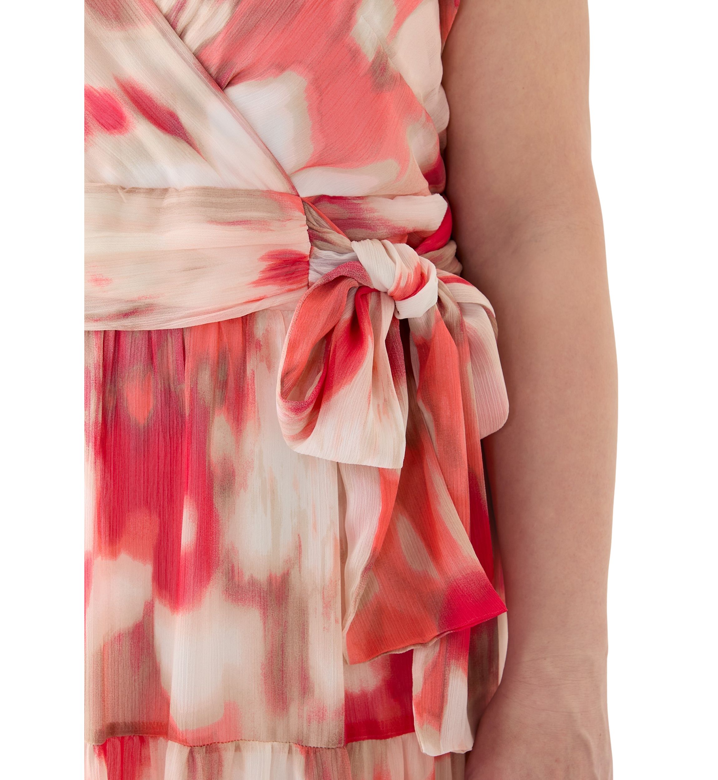 Plus Size Watercolor Printed Chiffon Fit and Flare Maxi Dress