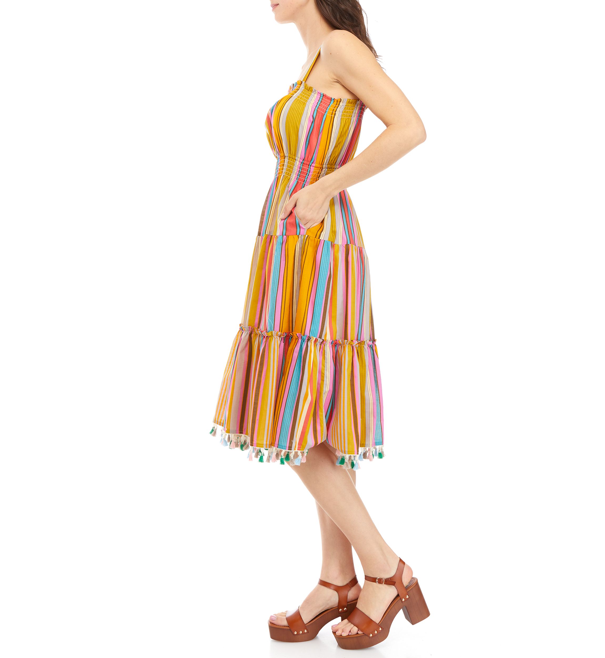 Womens Multi Tier Midi Dress