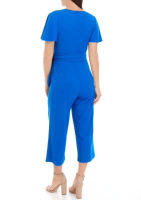 Tahari Cropped Jumpsuit in Blue