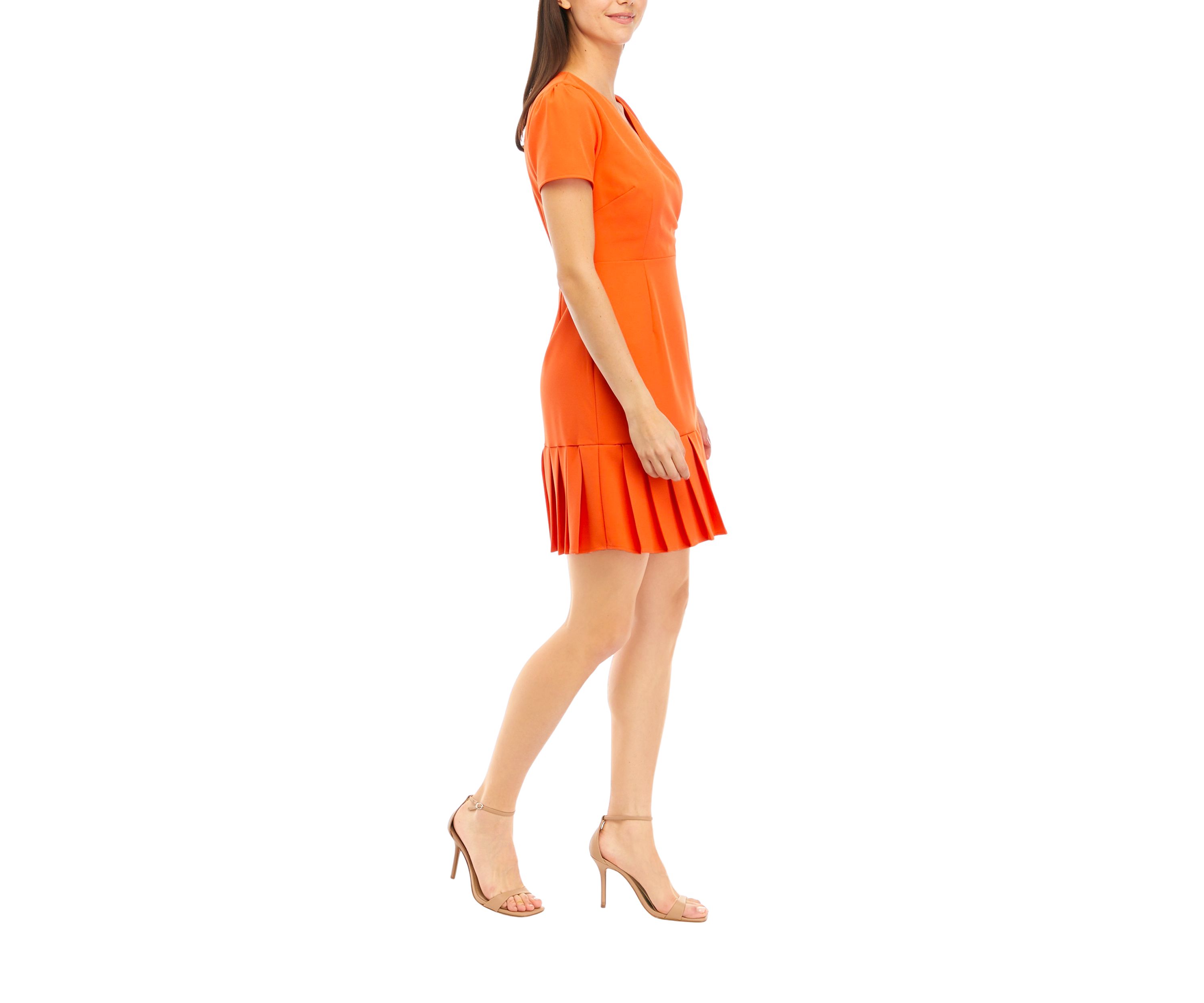 Womens Pleated Hem Fit and Flare Dress