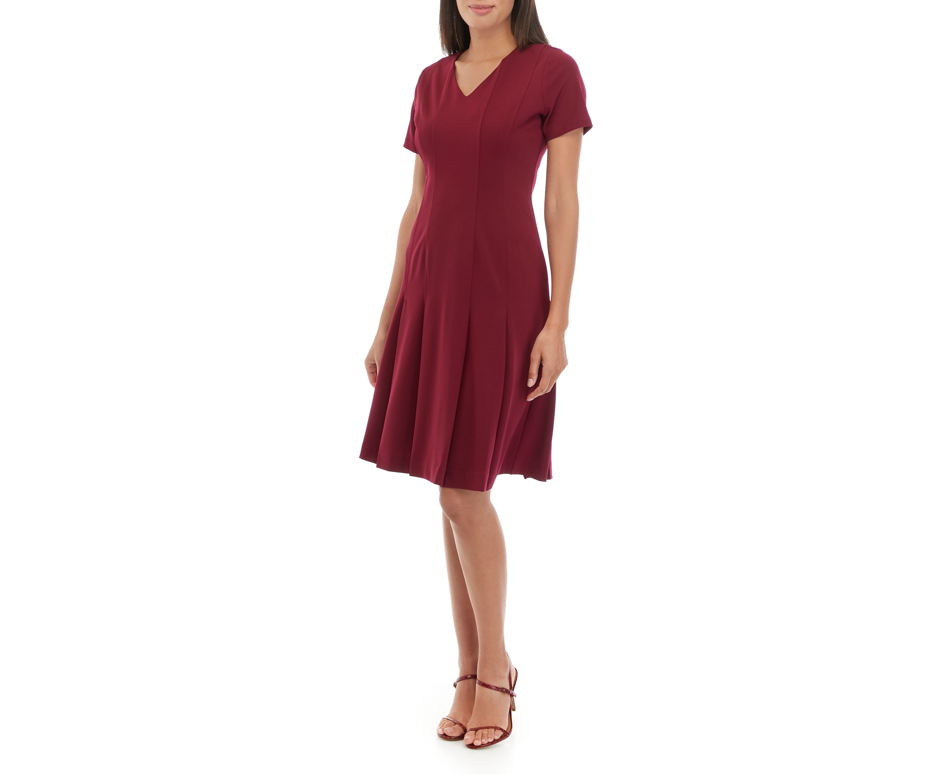 Womens Fit and Flare Dress with Ruffle Skirt