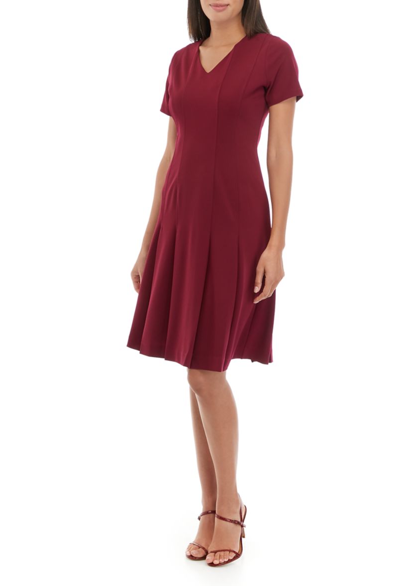 Womens Fit and Flare Dress with Ruffle Skirt