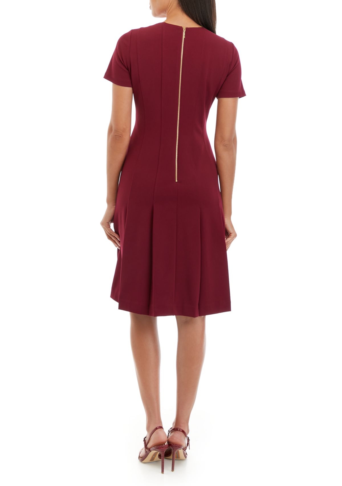 Womens Fit and Flare Dress with Ruffle Skirt