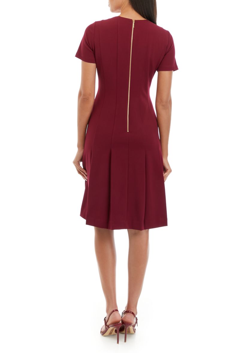 Womens Fit and Flare Dress with Ruffle Skirt