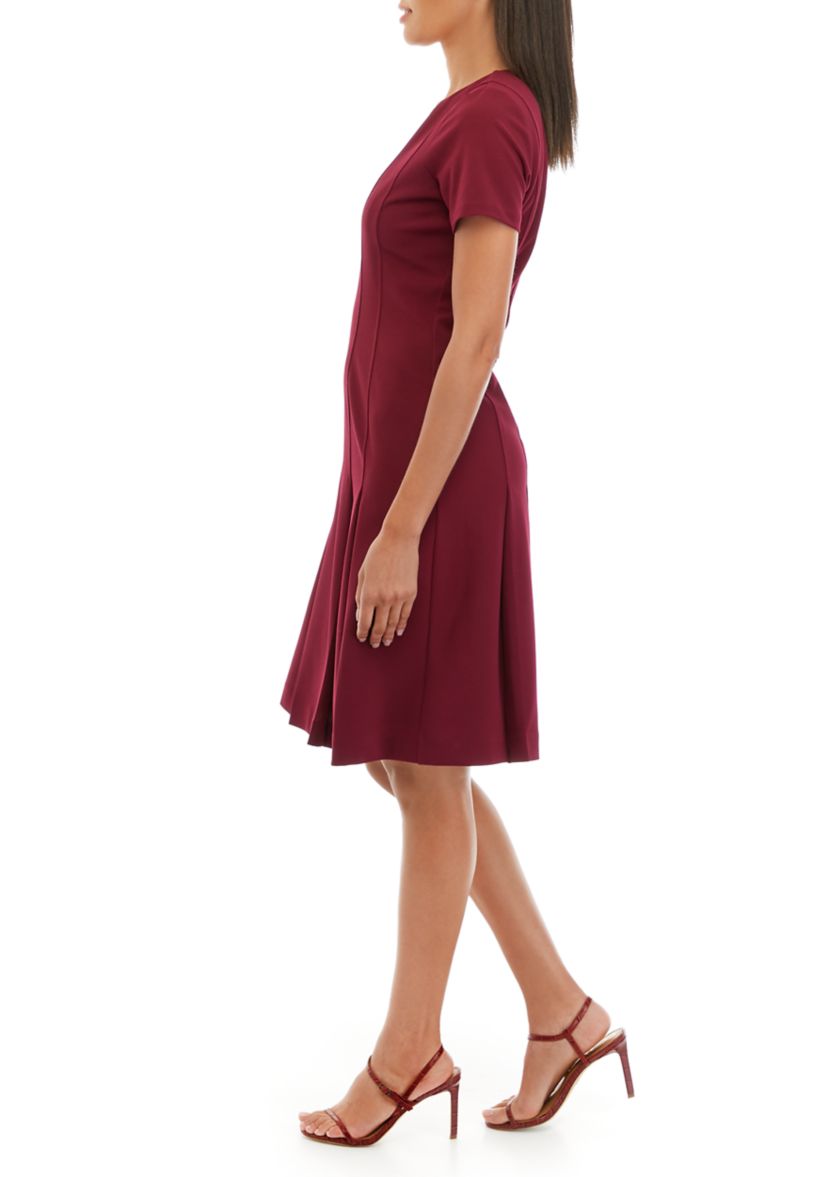 Womens Fit and Flare Dress with Ruffle Skirt