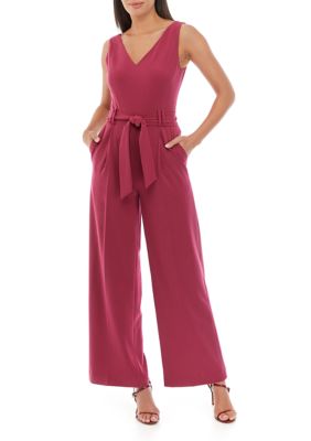 Women's Solid Tie Waist Jumpsuit