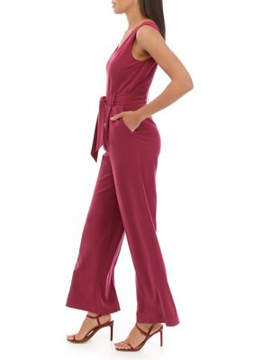 Women's Solid Tie Waist Jumpsuit