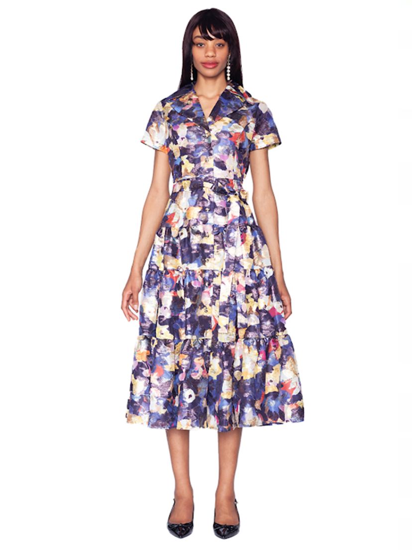 how do shani dresses fit Buy Online Fit and Flare Colorblock Crepe Dress with Lace Trim at Cuffs for  Women