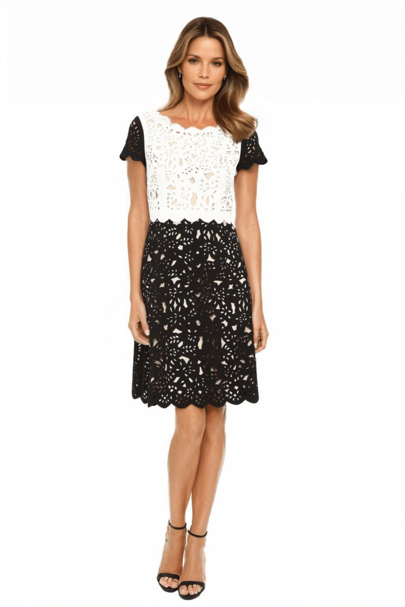 Colorblock Laser Cut Dress