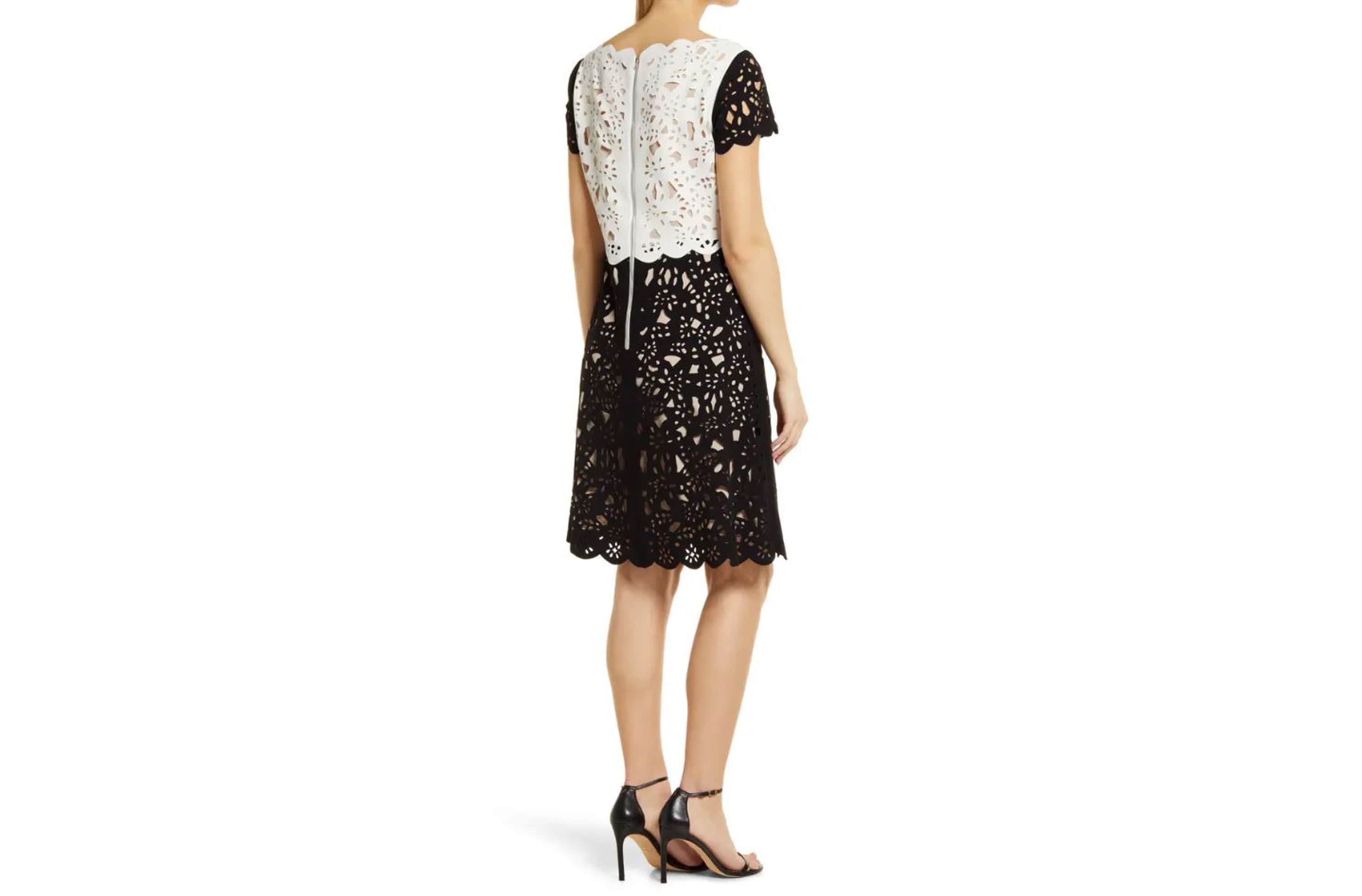 Colorblock Laser Cut Dress