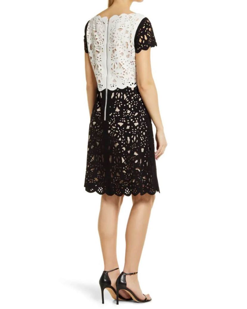 Colorblock Laser Cut Dress