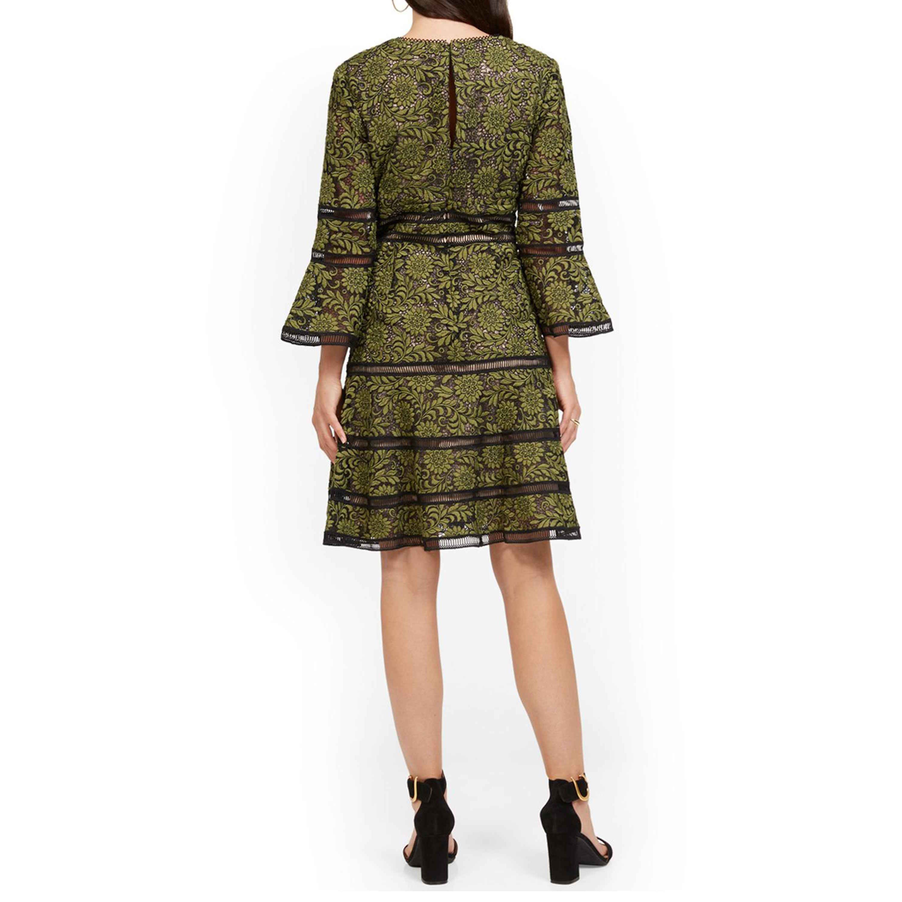 Surplice Neckline Fit and Flare Lace Dress