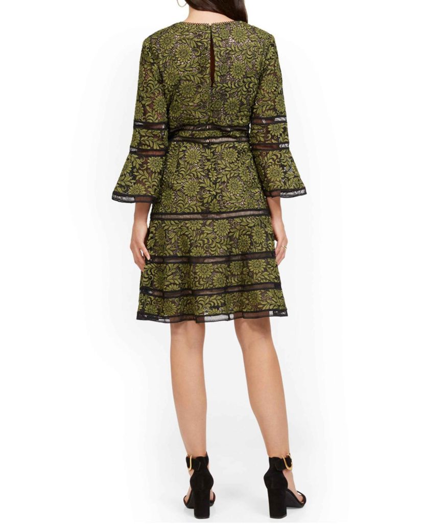 Surplice Neckline Fit and Flare Lace Dress