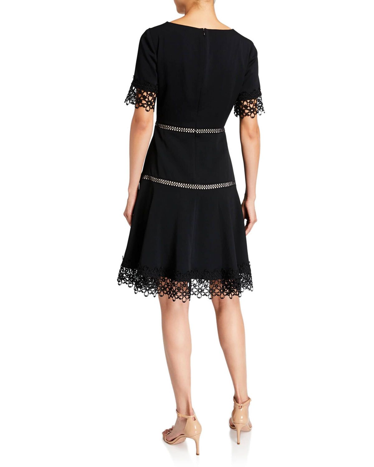 Crepe Dress with Lace Insets