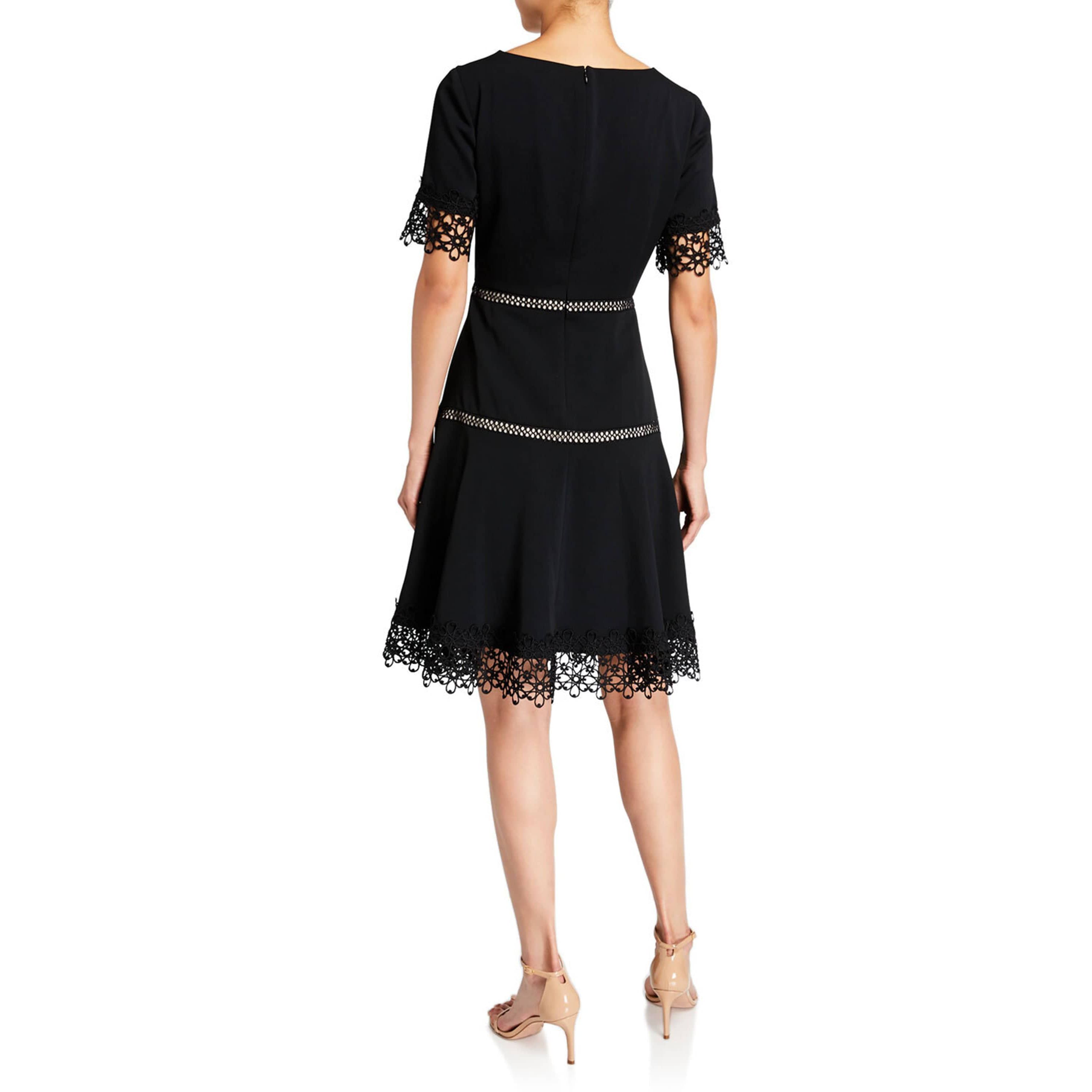 Crepe Dress with Lace Insets