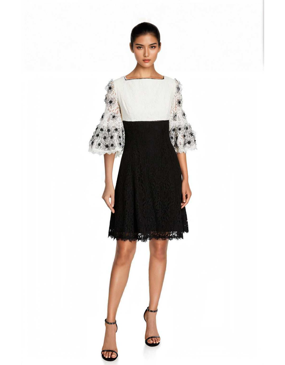 Lace Dress with Applique florals