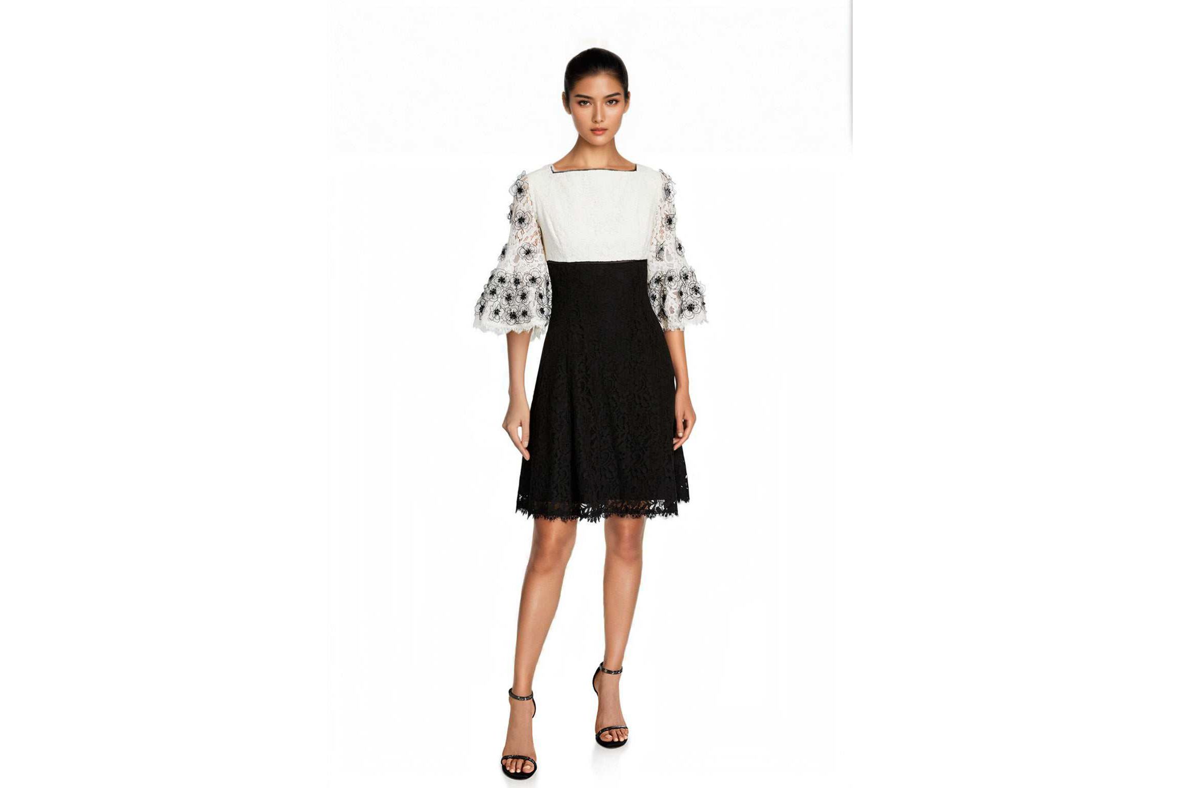 Lace Dress with Applique florals