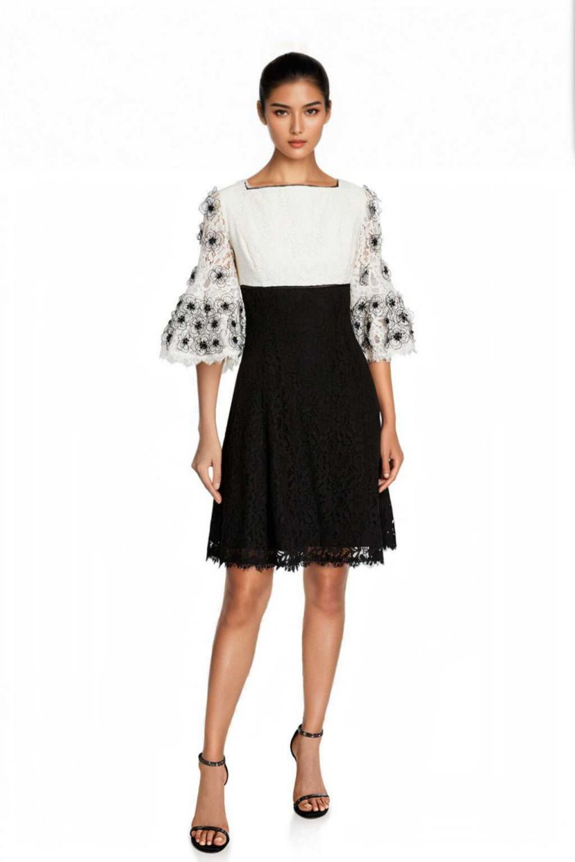 Lace Dress with Applique florals
