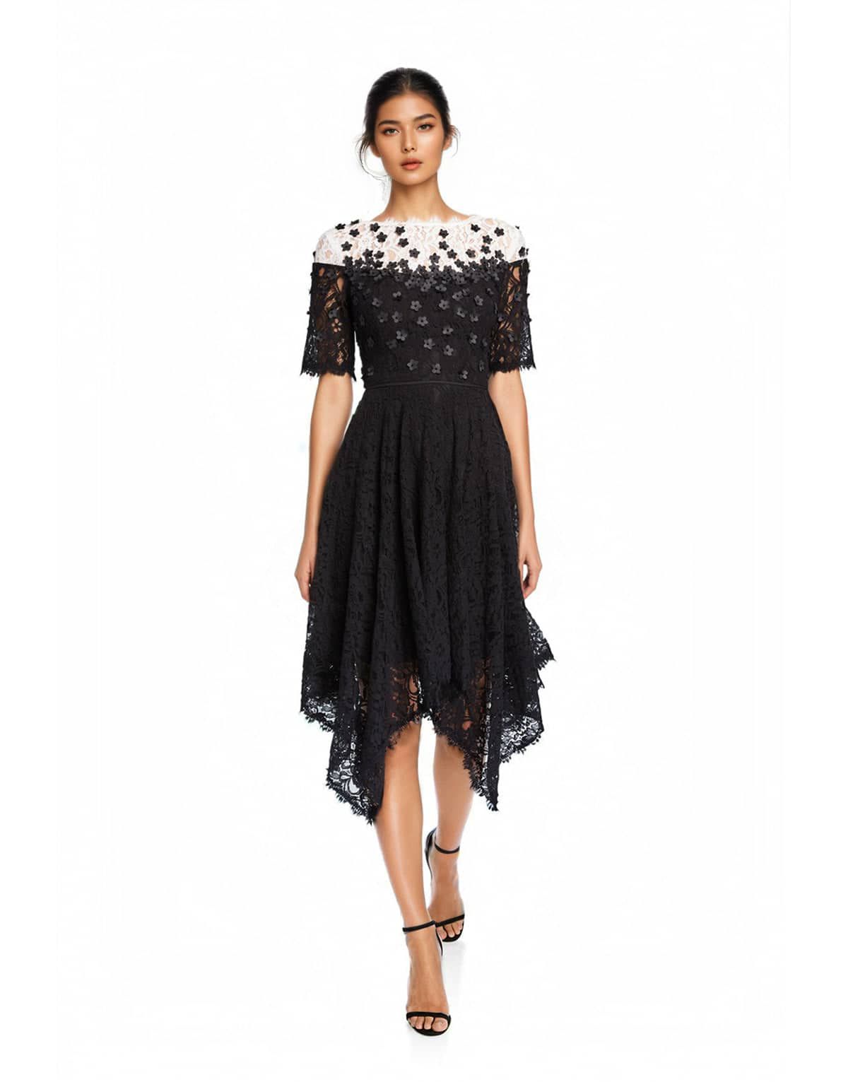 Lace Dress with Hanky hemline