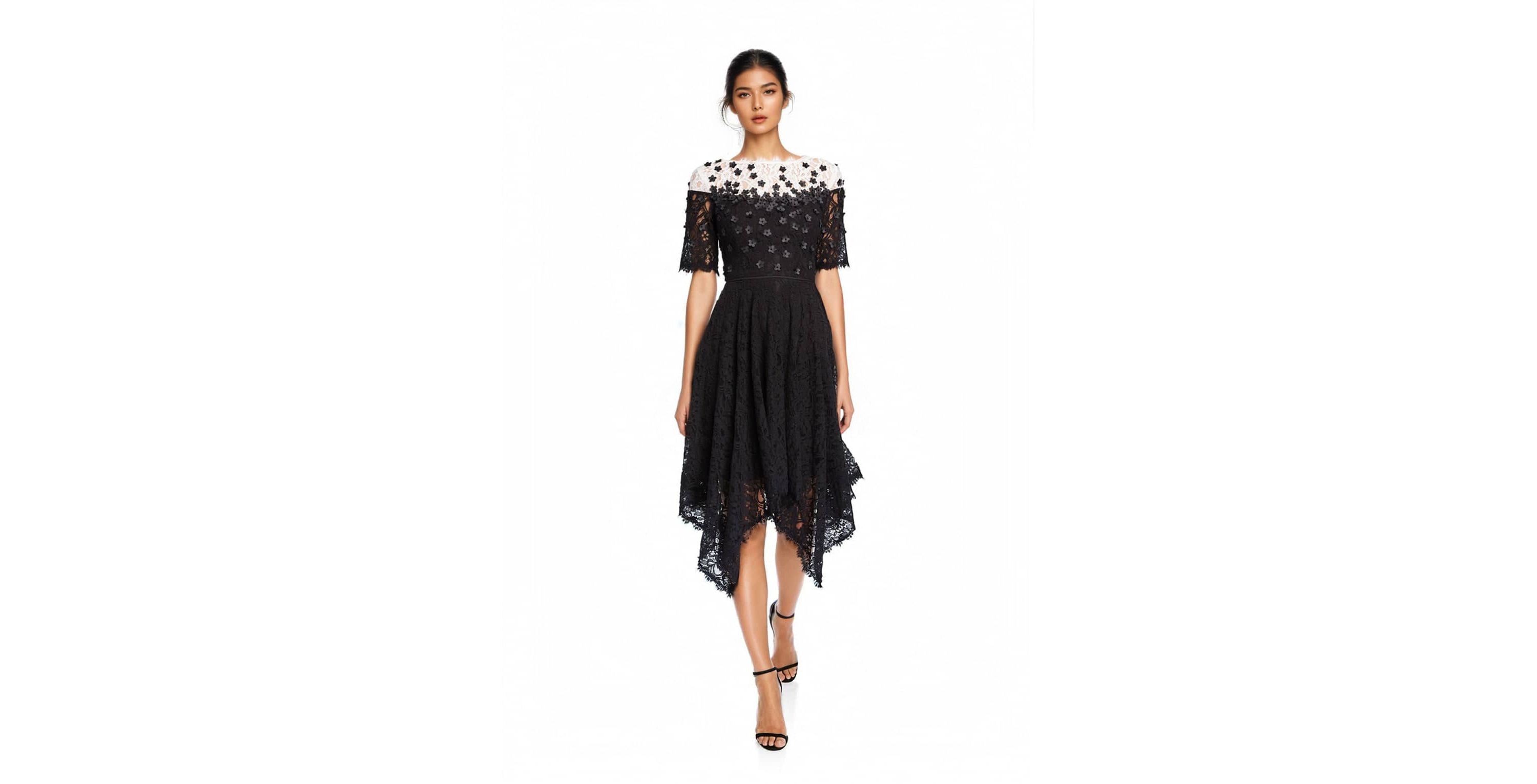 Lace Dress with Hanky hemline