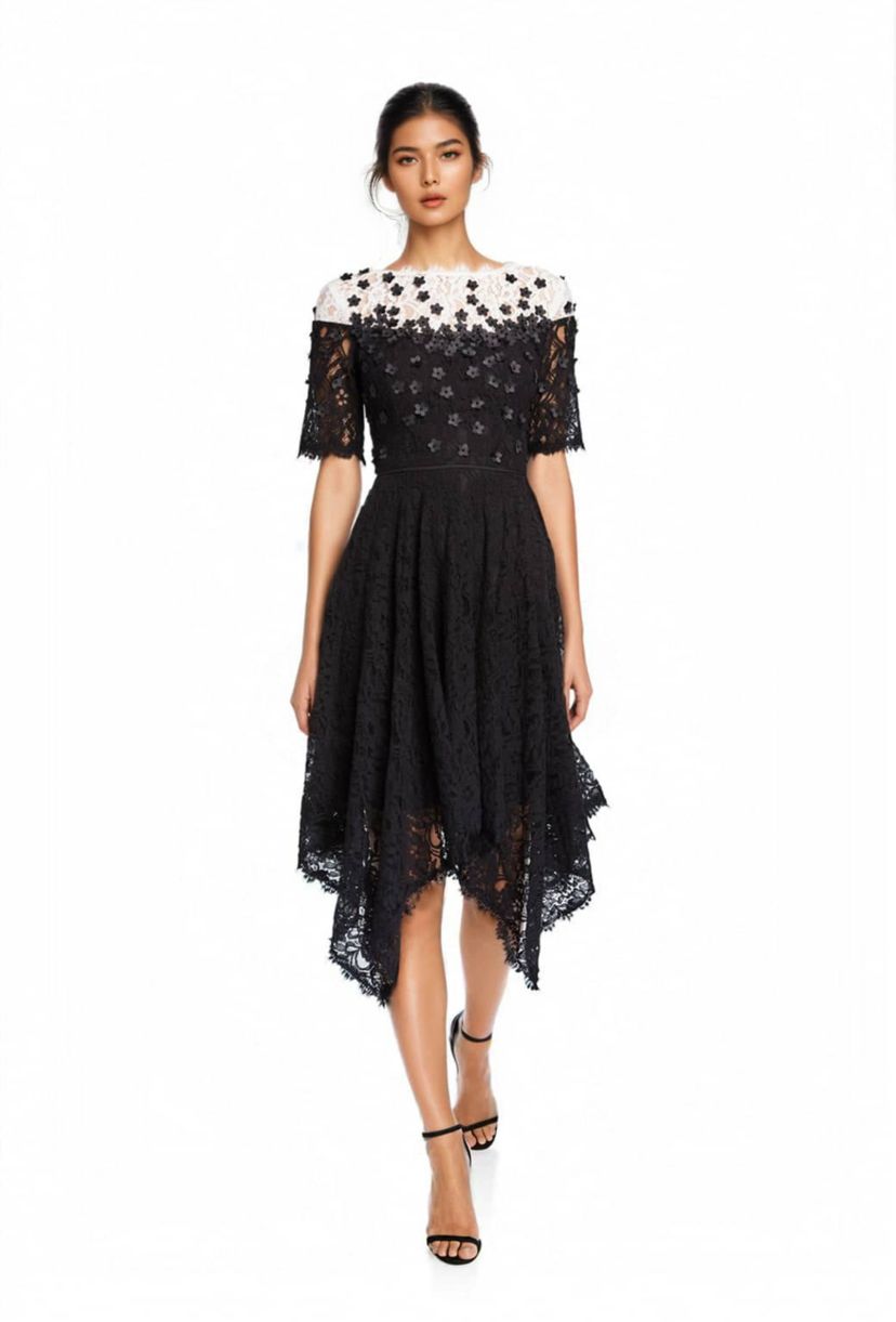 Lace Dress with Hanky hemline