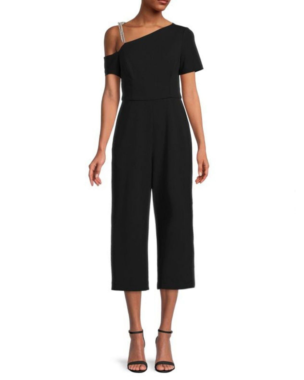 One Shoulder Asymmetrical Crepe Jumpsuit