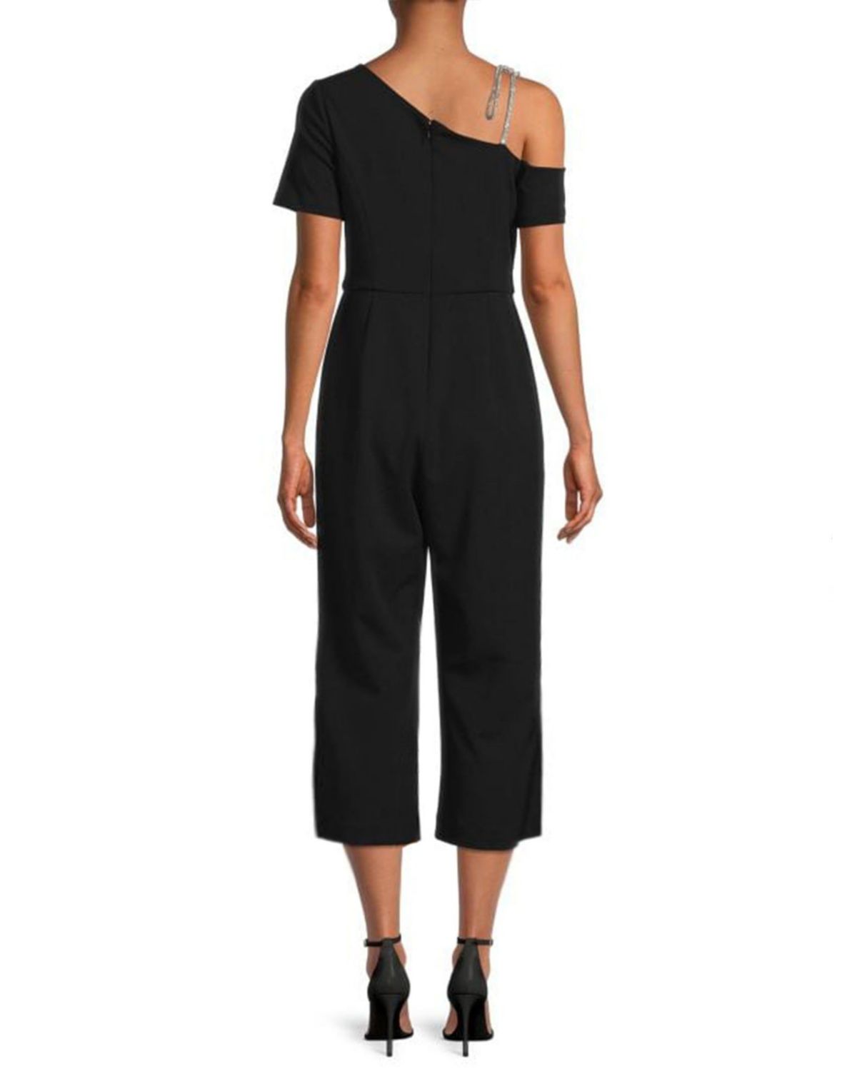 One Shoulder Asymmetrical Crepe Jumpsuit