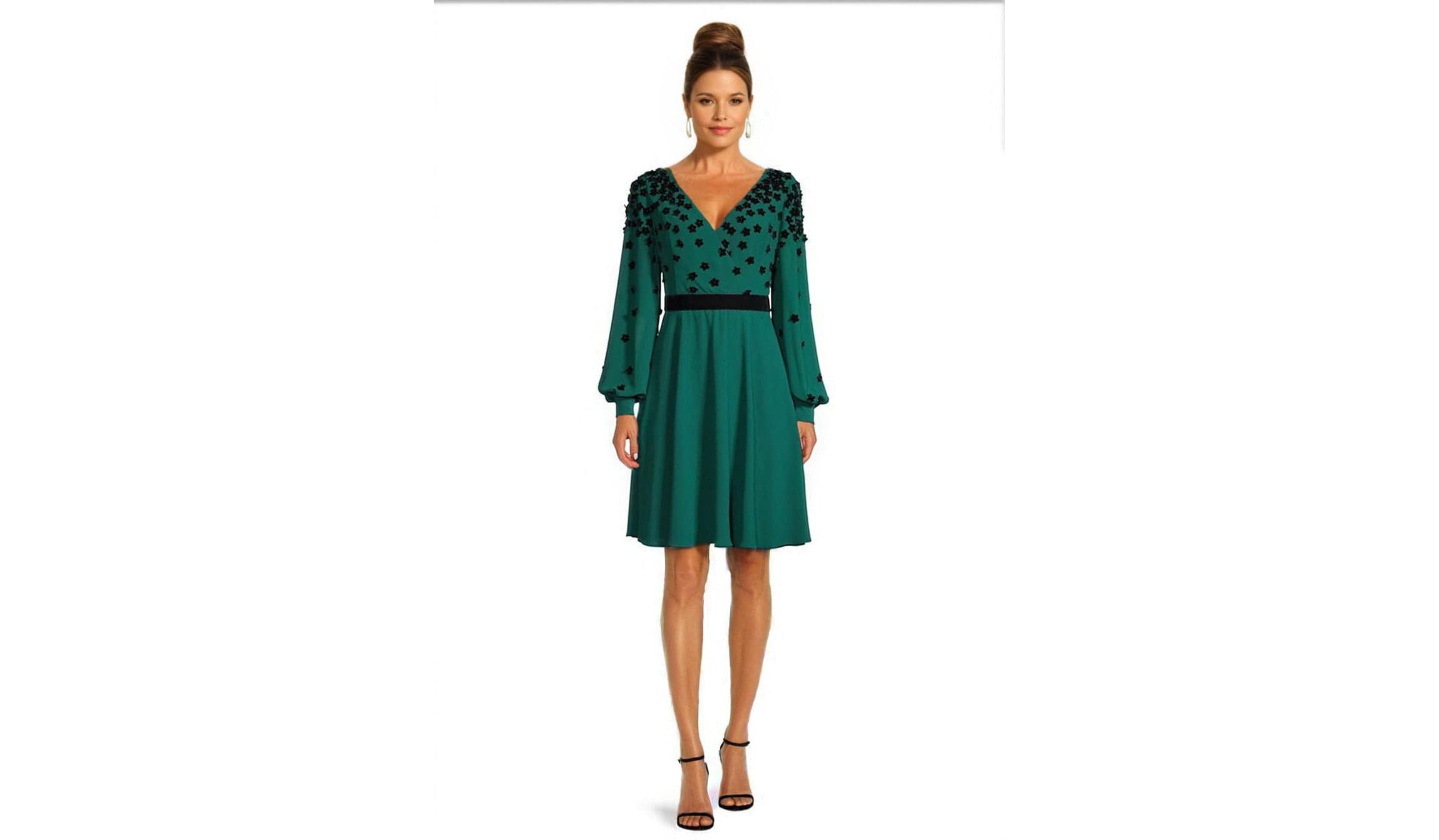 Surplice Neckline Fit and Flare Georgette Dress