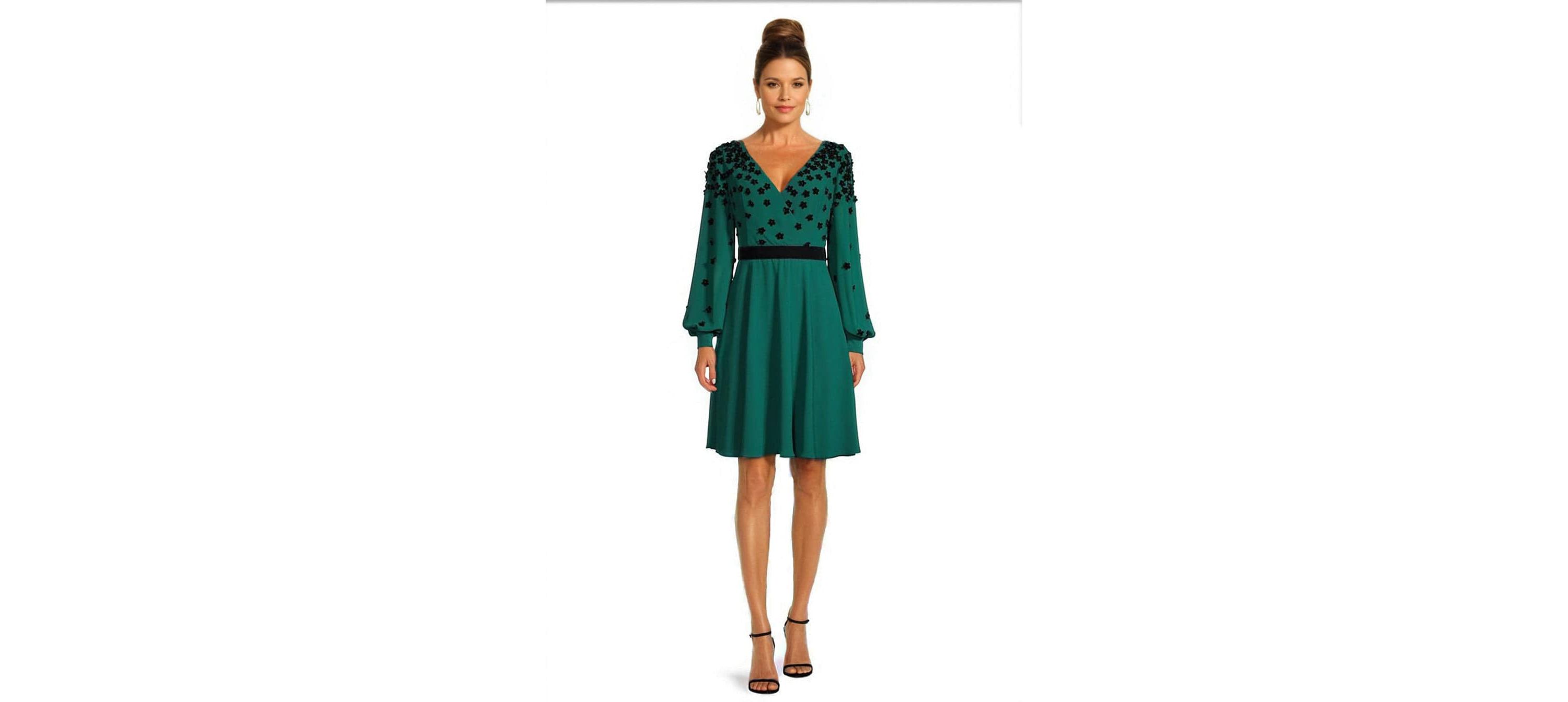 Surplice Neckline Fit and Flare Georgette Dress