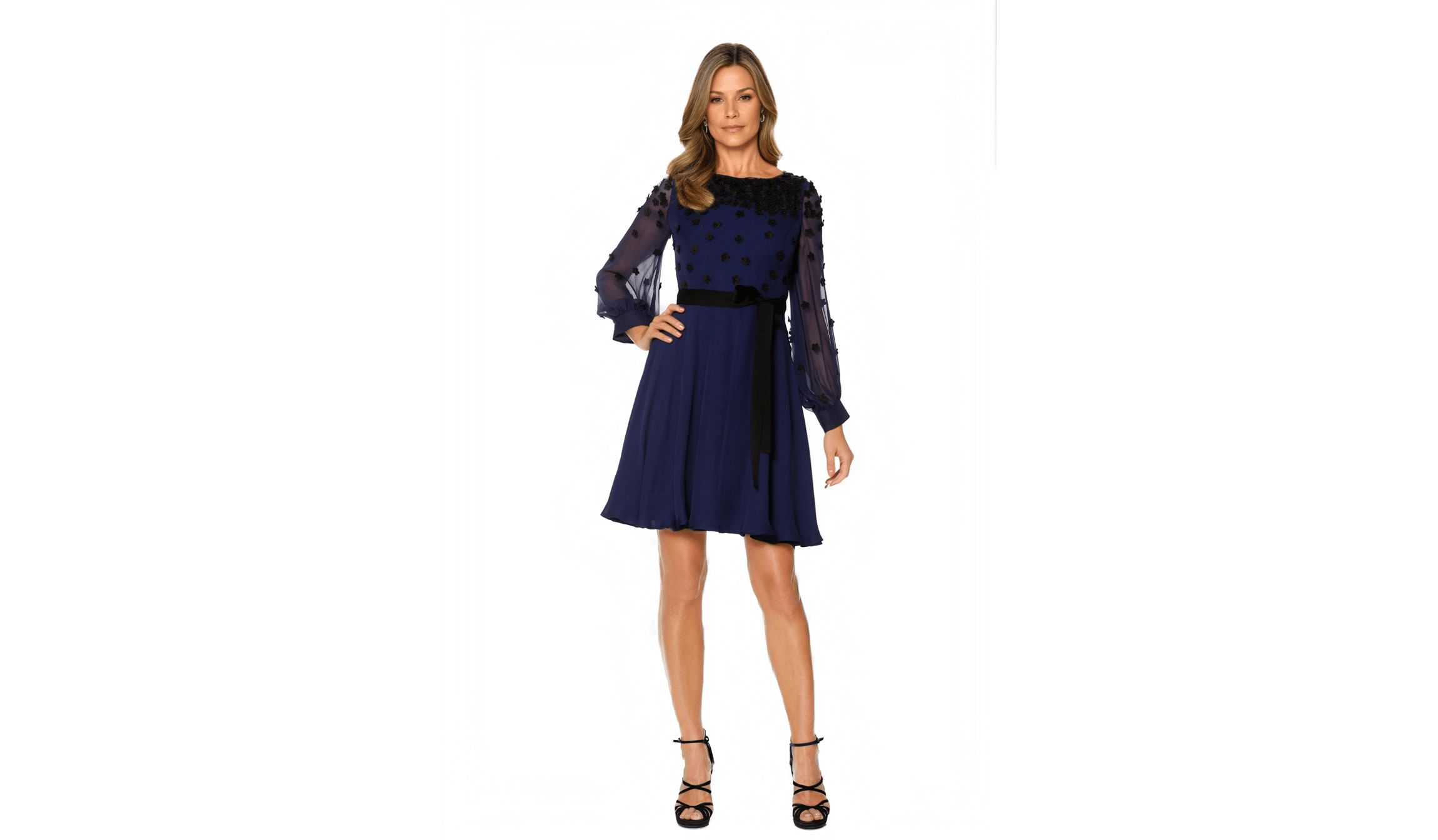 Georgette Fit and Flare Dress with Floral
