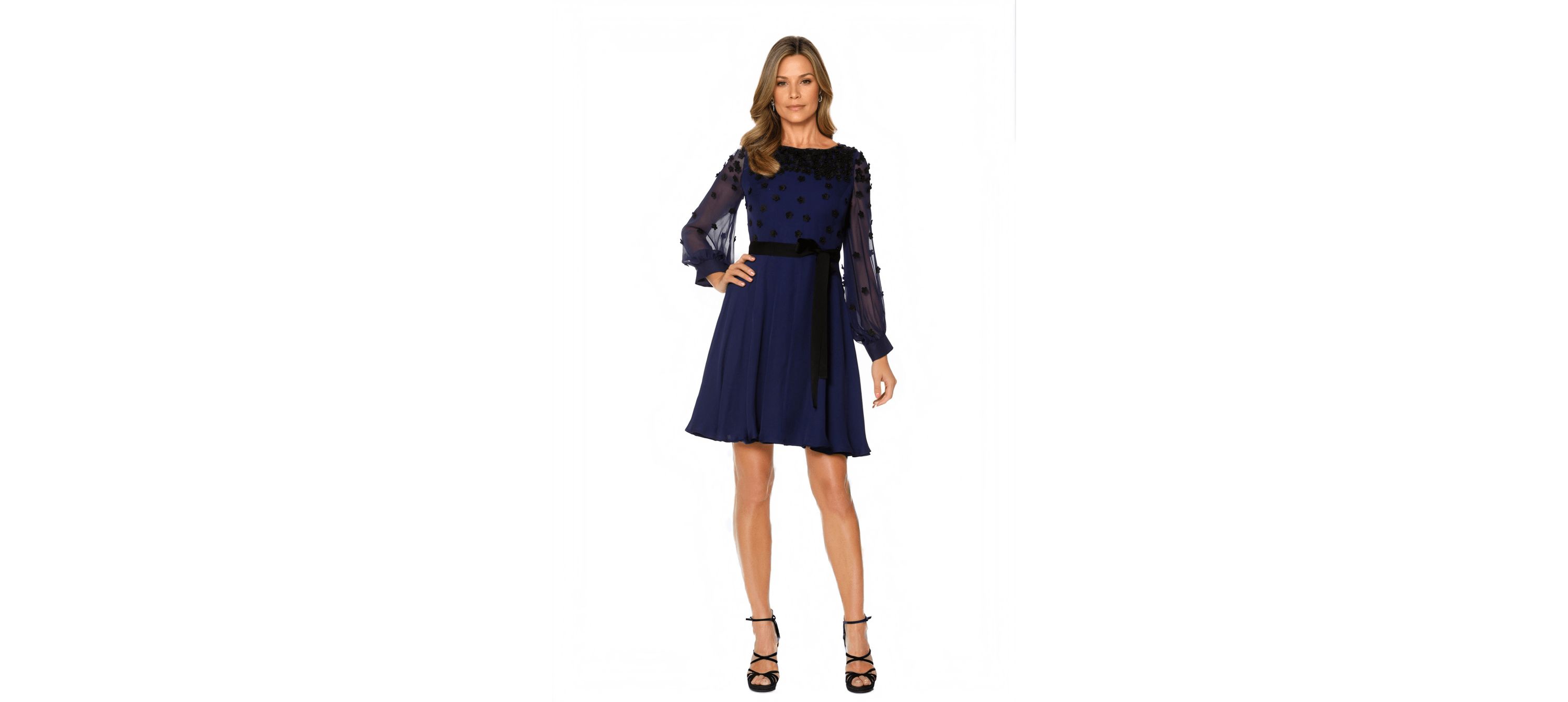 Georgette Fit and Flare Dress with Floral