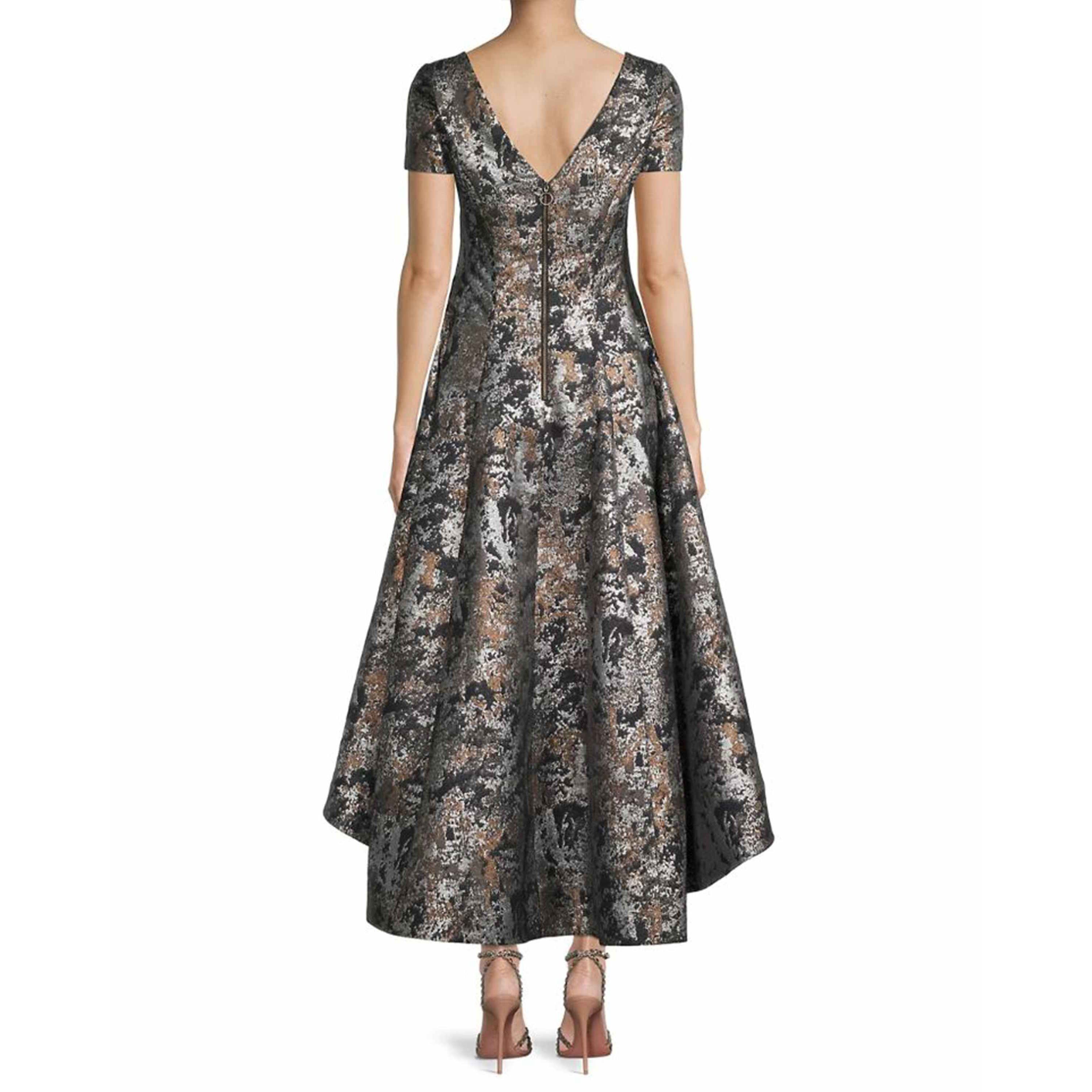 VNeck Jacquard High Low Dress