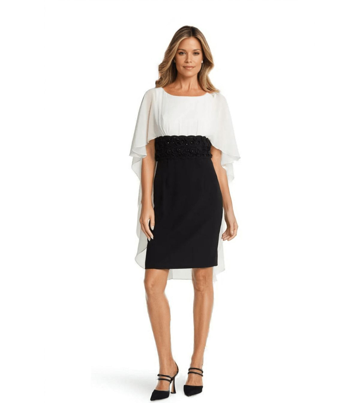 Chiffon Flyaway Cape Dress