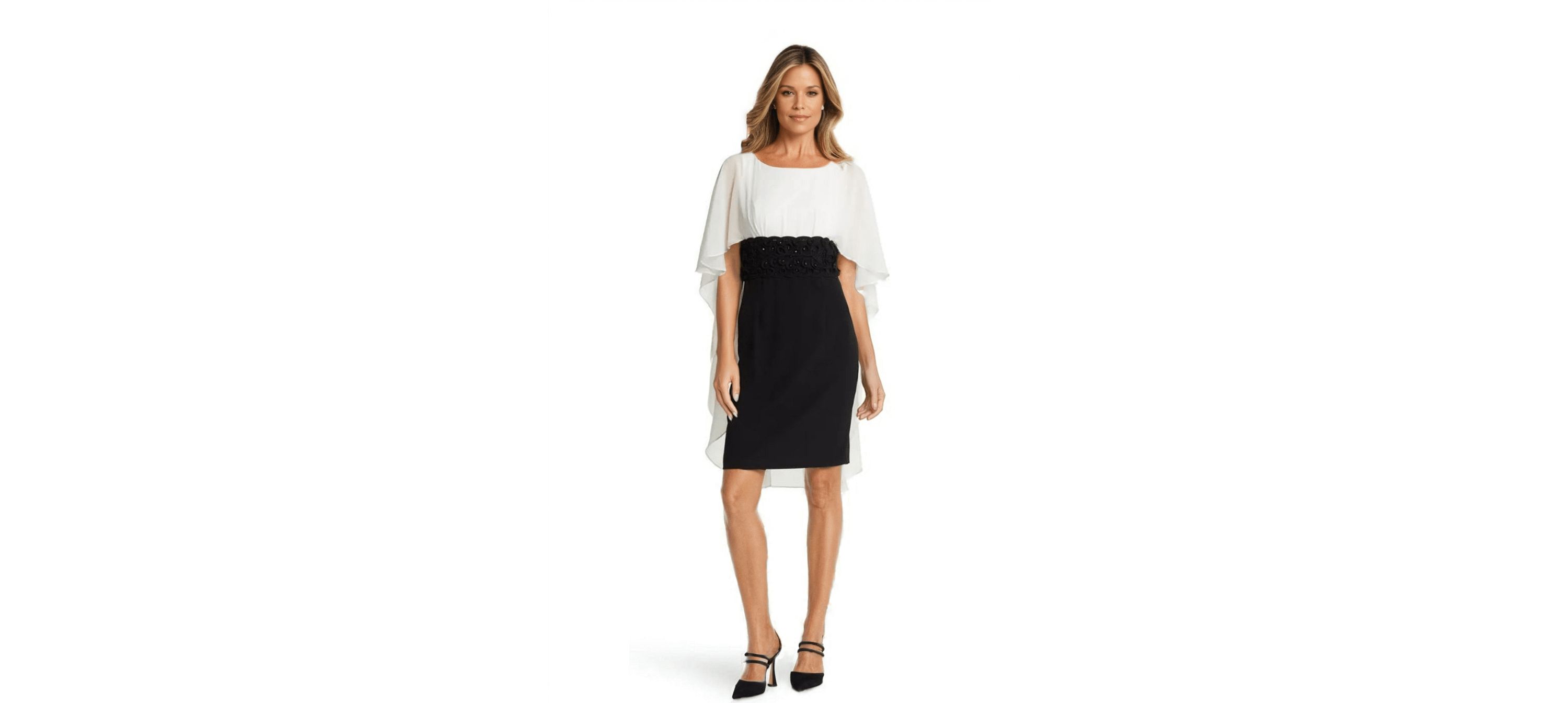 Chiffon Flyaway Cape Dress