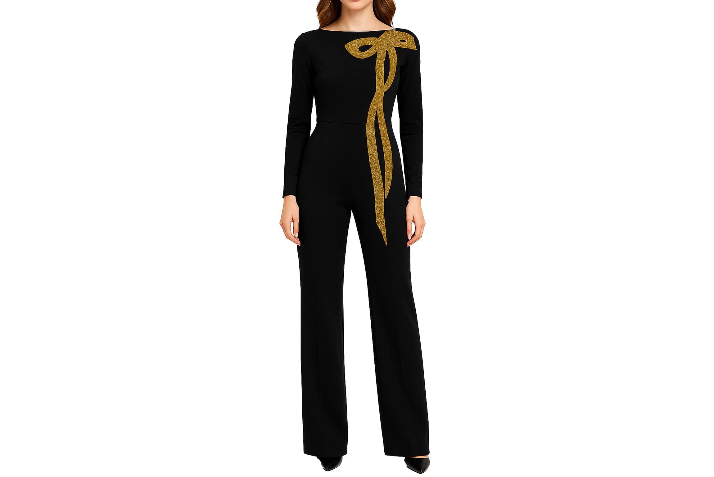 Gold Bow Trim Jumpsuit