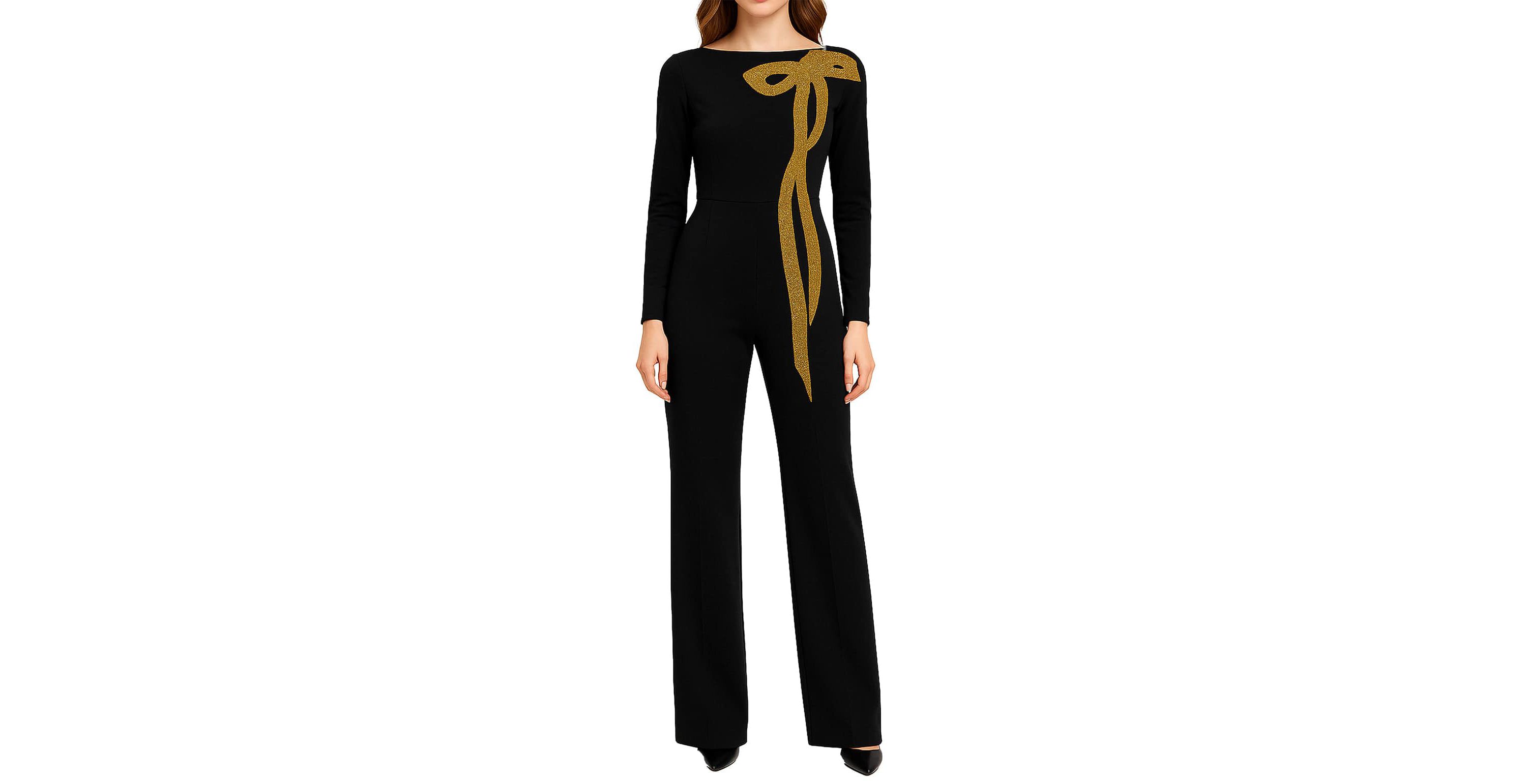 Gold Bow Trim Jumpsuit