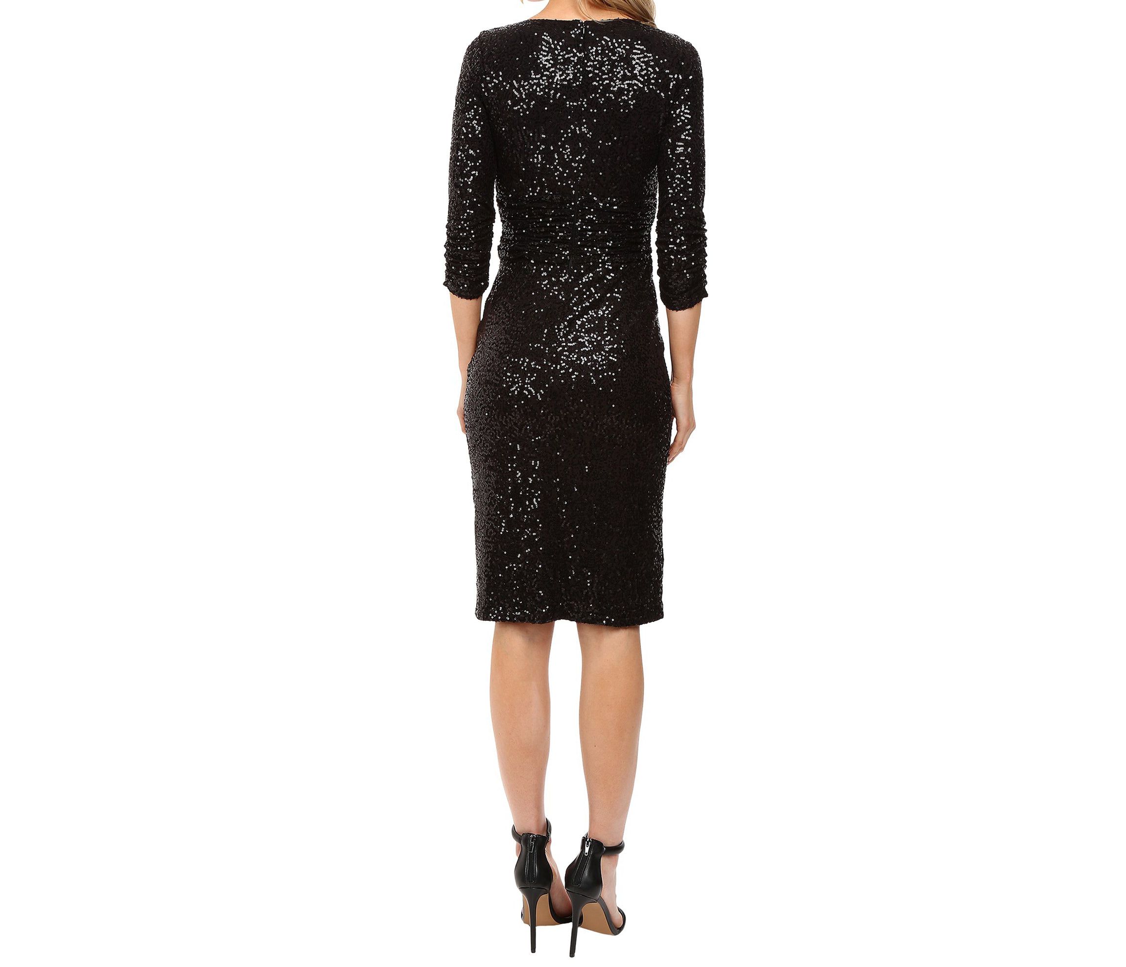 SURPLICE NECKLINE SEQUIN DRESS