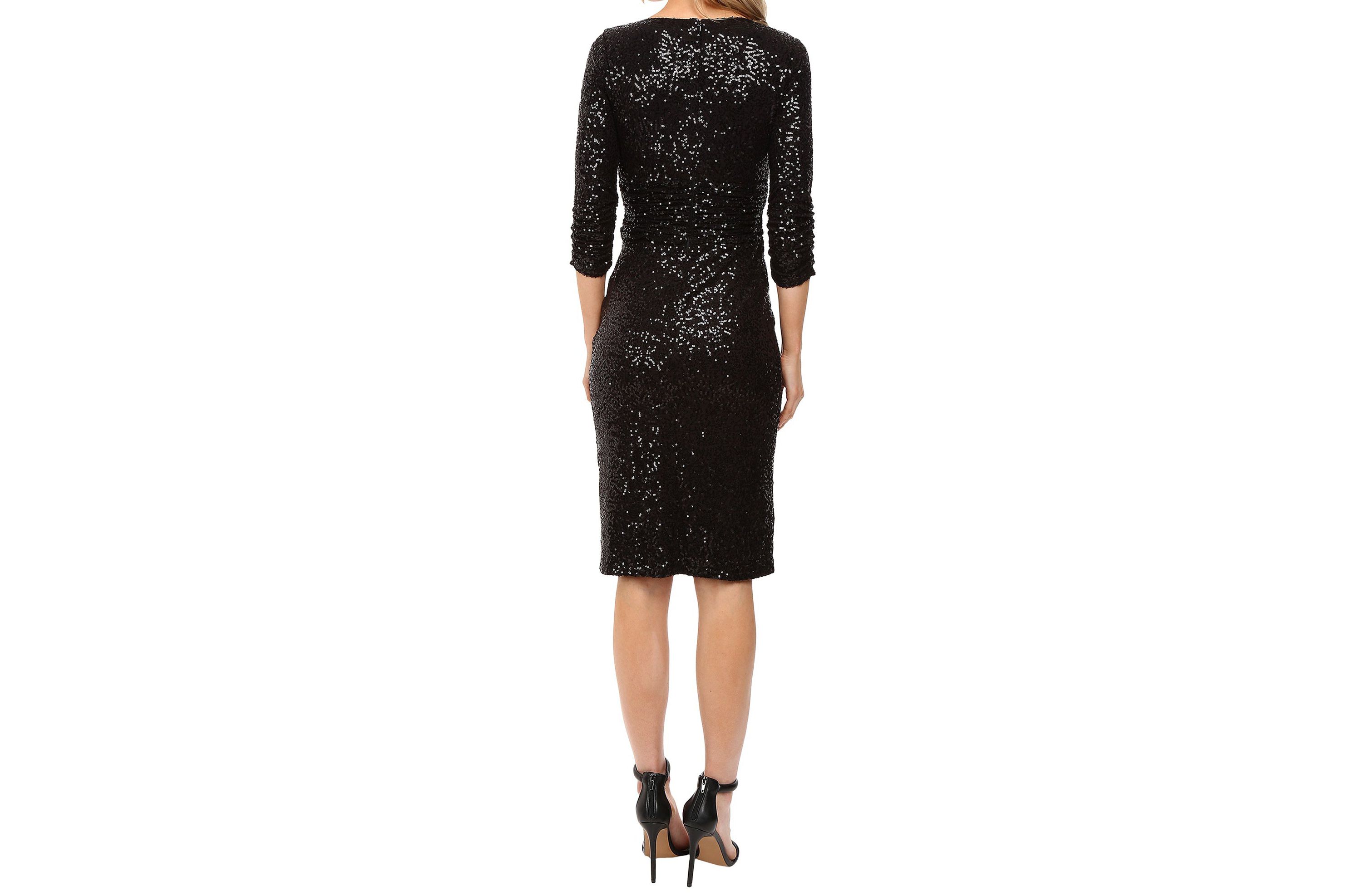 SURPLICE NECKLINE SEQUIN DRESS