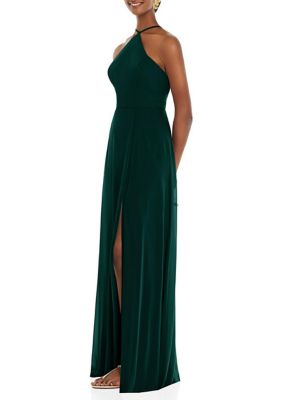 Diamond Halter Maxi Dress with Adjustable Straps