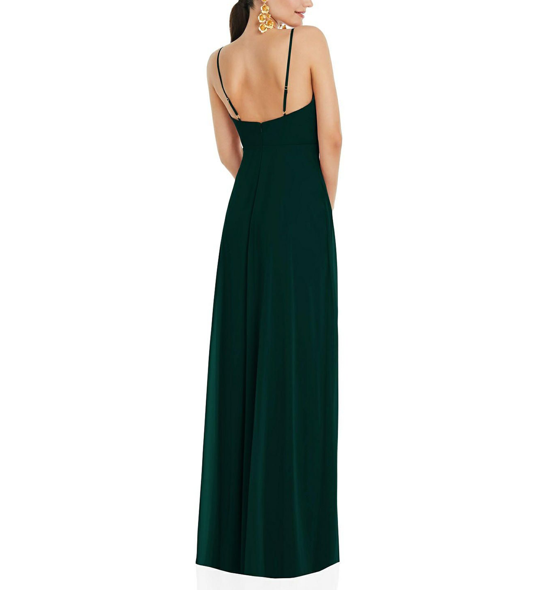 Adjustable Strap Wrap Bodice Maxi Dress with Front Slit
