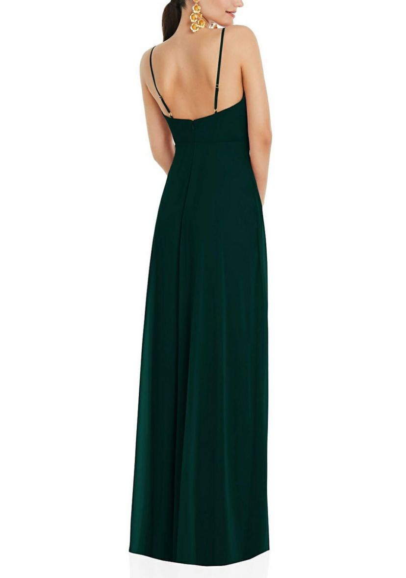 Adjustable Strap Wrap Bodice Maxi Dress with Front Slit